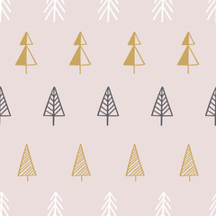 Vector Seamless Elegant Simple Christmas Trees festive repeat pattern