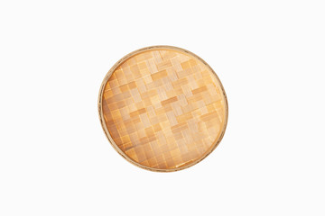 chinese bamboo steamer on white background isolated