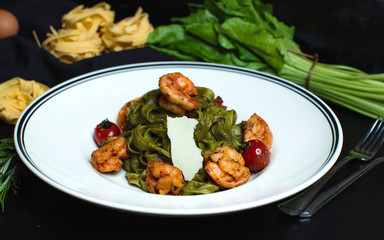 vegetables with side fried shrimps
