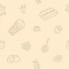 Candy background - Vector seamless pattern of sweet food for graphic design