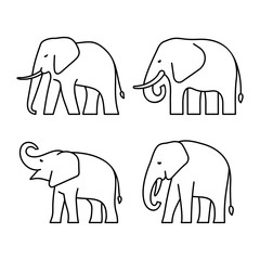 Set of Elephants line icons. Icon design. Template elements
