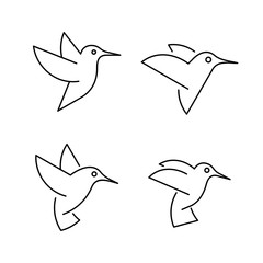 Set of Hummingbirds line icons. Icon design. Template elements