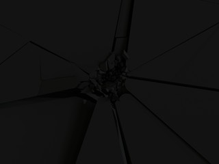Explosion of black wall. Flying shards on a gray background. 3d render. Rendering abstract background. Geometric illustration - 306139395