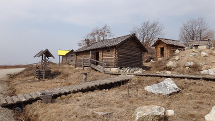 reconstruction of old wooden houses and fortresses