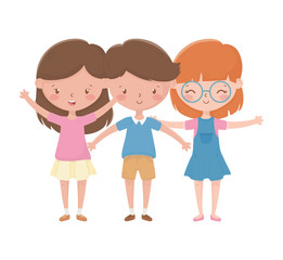 Girls and boy cartoon vector design