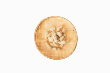 peanuts in chinese bowl on white background