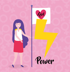 Girl cartoon of power and strong concept vector design