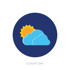Sun behind clouds icon. Flat illustration of sun behind clouds vector icon for web