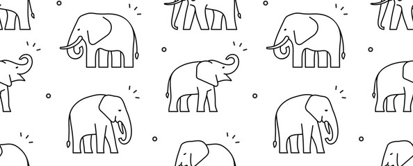 Seamless pattern with Elephants. isolated on white background