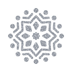 Silver Glitter Star. Abstract Christmas Snowflake.