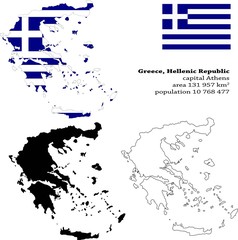 Fototapeta premium Greece vector map, flag, borders, mask , capital, area and population infographic