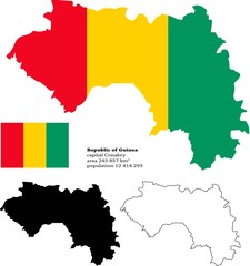 Guinea vector map, flag, borders, mask , capital, area and population infographic