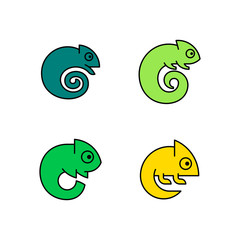 Seamless pattern with Chameleons. isolated on white background