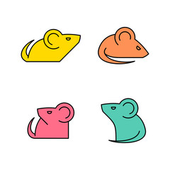 Linear Set of colored Mouses icons. Icon design. Template elements