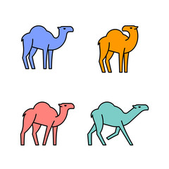 Linear Set of colored Camels icons. Icon design. Template elements