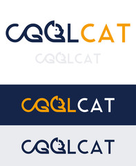 Cool cat, stylized icon representing a cat in the form of text