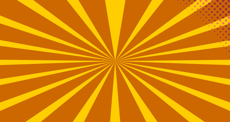 Obraz premium Vintage colorful comic book background. Orange blank bubbles of different shapes. Rays, radial, halftone, dotted effects. For sale banner empty Place for text 1960s. Copy space vector eps10.