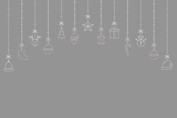 Fototapeta na wymiar Hanging Christmas icons. Xmas decoration. Vector