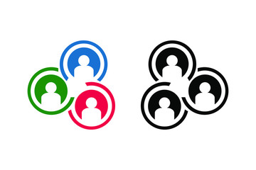 three people connected concept with colorful and one black color ready to use