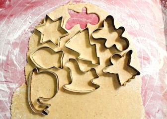Cutting gingerbread cookies, polish Christmas traditions, homemade cookie