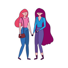 Obraz na płótnie Canvas two women together friends characters