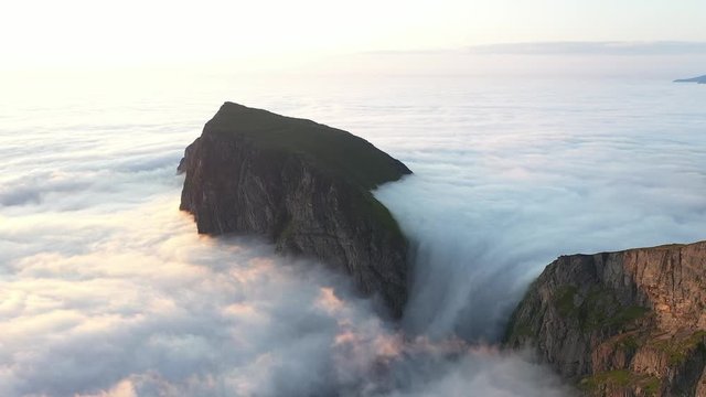 Ocean Clouds and Mountain Peak in Lofoten, Norway