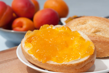 Tasty sandwich with apricot jam.