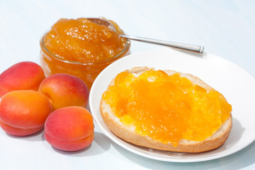 Tasty sandwich with apricot jam.