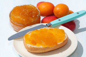 Tasty sandwich with apricot jam.
