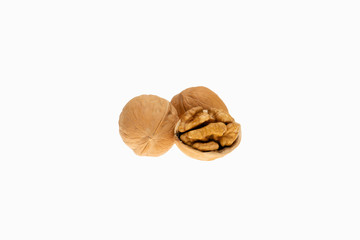 half walnut on white background