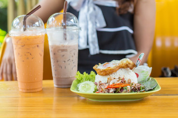 food thai for eat in cafe, fast food concept.