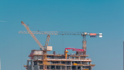 Construction of new modern skyscrapers in luxury Dubai city,United Arab Emirates