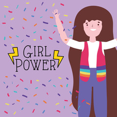 Girl cartoon of power and strong concept vector design