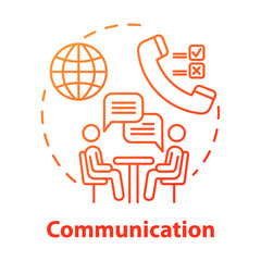 Communication concept icon. Dialogue. Professional conversation. Partnership meeting. Business negotiations idea thin line illustration. Vector isolated outline drawing