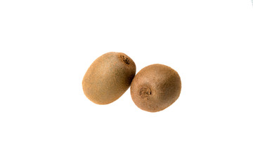 two kiwi fruit on white background isolated