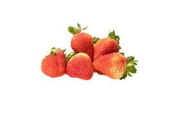 many strawberries on white background isolated