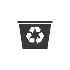 Recycle bin with recycle symbol icon isolated on black, white and transparent background. Trash can icon. Garbage bin sign. Recycle basket sign. Vector Illustration