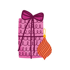 merry christmas celebration pink gift box and ball decoration