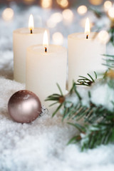 Fototapeta na wymiar Advent candles in snow