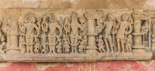 Sculpture at the historic step well of Abhaneri, India