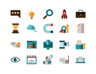 business strategy network icons set