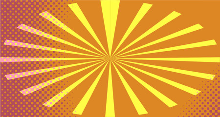 Vintage colorful comic book background. Pink Orange blank bubbles of different shapes. Rays, radial, halftone, dotted effects. For sale banner empty Place for text 1960s. Copy space vector eps10.