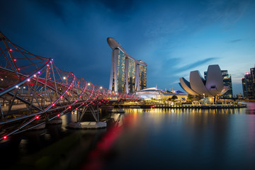 View around Marina Bay at Dusk in Singapore