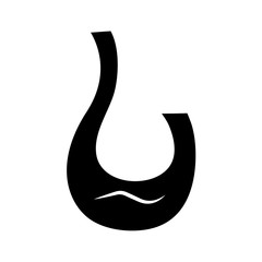 Decorative swan decanter glyph icon. Wine service. Alcohol beverage. Party, holiday, celebration aperitif drink. Winery. Silhouette symbol. Negative space. Vector isolated illustration