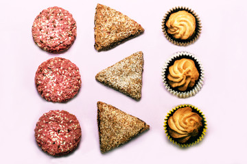Sweets on pastel background