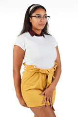 Blank t-shirt mock-up - Cute preppy, fashion geek girl ready for your design
