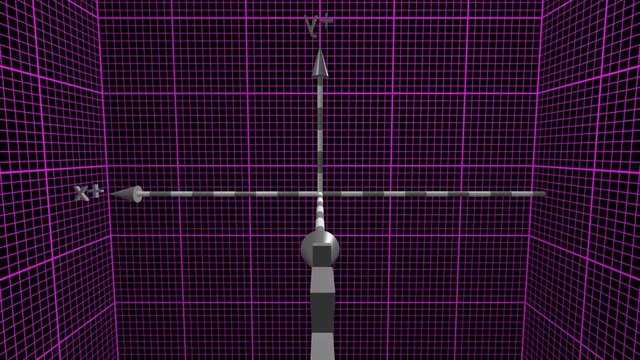 Time lapse of the reference system of the three-dimensional space of the Cartesian axes, on a black background