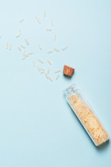 Rice in blue background