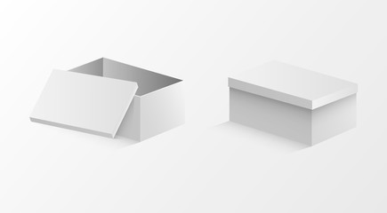 Realistic Open And Closed Blank Packaging Boxes