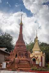 Shwe Inn Dain Pagoda, Inle lake, Myanmar. Ancient Inn Dain complex consists of 1054 pagodas.